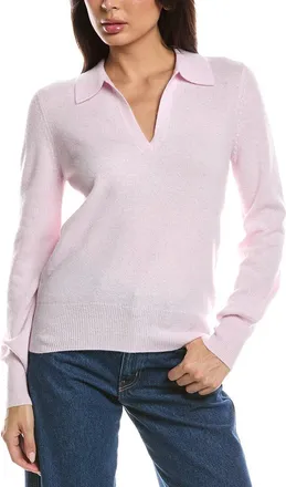 Fort&eacute; Cashmere Split Neck Cashmere Polo Sweater