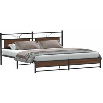 vidaXL Vidaxl - Estructura De Cama Sin Colch&oacute;n Metal Roble Marr&oacute;n 200x200 Cm