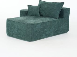 Urban Meuble Chaise longue moderna en tejido de chenilla verde con cojines