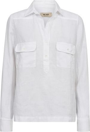 Mos Mosh Blouses, female, White, XS, White Linen Pocket Blouse