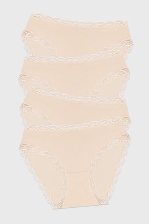 Stripe and Stare Mid Rise Knicker Four Pack in Sand at Nordstrom, Size X-Small Uk