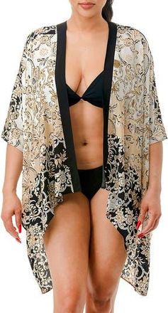 MARCUS ADLER Ombre Floral Kimono in Black at Nordstrom Rack