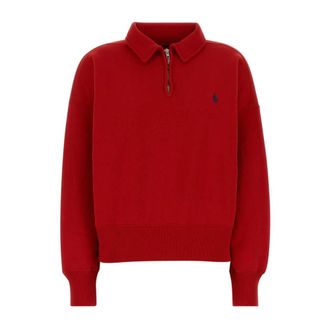 Polo Ralph Lauren Zip Polo Shirt - Dames - Vesten met rits - Rood - S - Katoen - Hoodies & sweatvesten