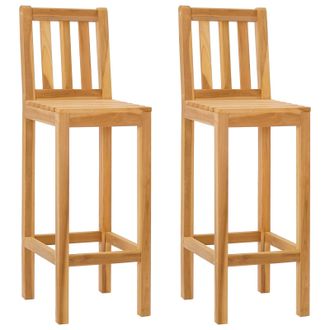 vidaXL Taburete De Bar 2 Pcs Natural Madera De Teca Maciza Vidaxl