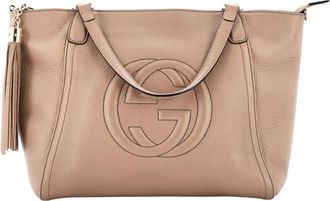 Gucci Beige Leather Soho Convertible Top Handle Bag Small (Authentic Pre- Loved)