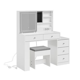 SoBuy Sobuy Escritorio Para Ordenador Con 5 Cajones Blanco 120x40x127cm Moderno Fwt114-e-w