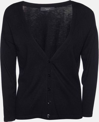 Max Mara Black Knit Button Front Cardigan