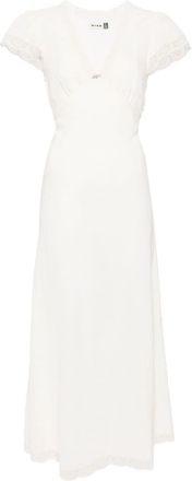 Rixo Clarice lace-trim midi dress - women - Viscose/Linen/Flax - S - White