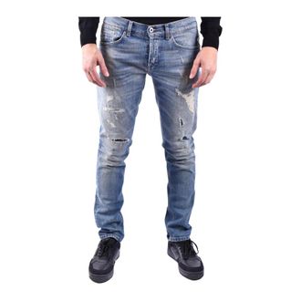 Dondup Slim Fit Jeans, male, Blue, W34, Ripped Worn-Out Effect Button-Fly Jeans