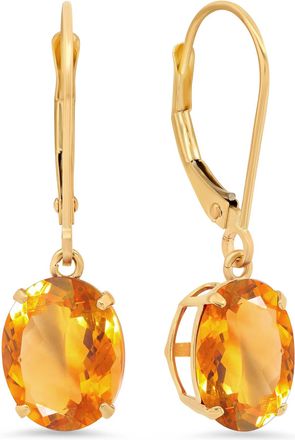 MAX + STONE 14k Yellow or White Gold 8x10mm Oval Gemstone Dangle Earrings with Leverbacks
