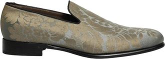 Dolce & Gabbana Gouden Jacquard Slip-On Loafers met Bloemmotief - Heren - Loafers - Groen - 44 EU - Leer - Schoenen