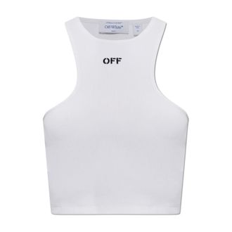 Off-white Sleeveless Tops, female, White, Size: XL Ribbed Crop Top