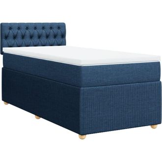 vidaXL Cama Box Spring Con Colch&oacute;n Tela Azul 80x200 Cm Vidaxl