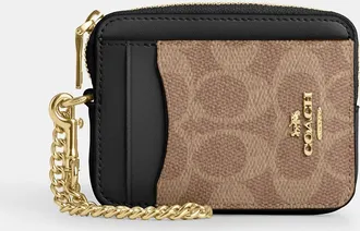 Coach Zip Card Case In Signature Canvas