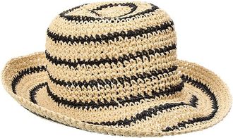 Bruno Magli Striped Crochet Straw Bucket Hat