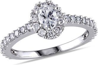 Amour 1 CT TW Oval Halo Diamond Engagement Ring In 14K White Gold