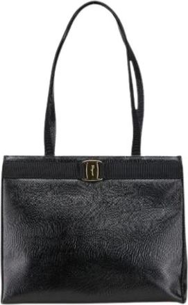 Ferragamo Pre-owned Shoulder Bags, female, Black, Size: ONE SIZE Pre-owned Leather Shoulder Bag