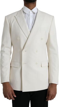 Dolce & Gabbana Mens Double Breasted Blazer Classic Fit - Ivory Wool - Size EU 50 (Mens)