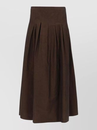 Pantaloni Torino cotton linen pleated midi skirt
