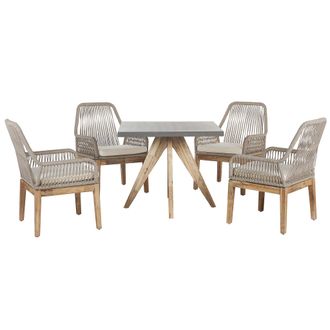 Beliani Conjunto De Jard&iacute;n Mesa Cemento Reforzado Gris Claro Cuadrada Sillas Beige Moderno Olbia