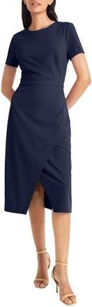 Maggy London Short Sleeve Tulip Hem Midi Dress in Navy Blazer at Nordstrom Rack, Size 10