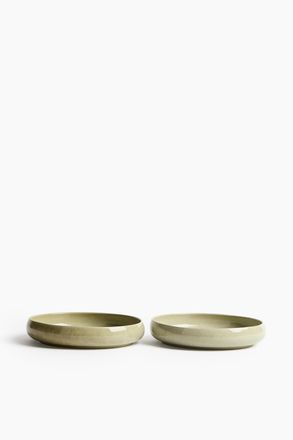H&M 2er-Pack Suppenteller mit Reaktivglasur - Green