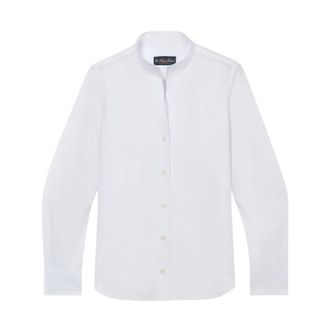 Brooks Brothers Poplin Shirt with Stand Collar - female - Brooks Brothers - Shirts - White - L - Blouses & Shirts