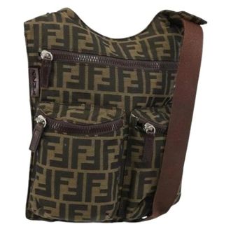 Fendi Pre-owned Cross Body Bags, female, Brown, Size: ONE SIZE Pre-owned Vintage Zucca Canvas Shoulder Bag
