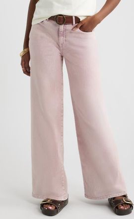 Treasure & Bond High Waist Wide Leg Jeans in Pink Over Dye at Nordstrom, Size 25