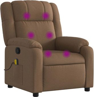 vidaXL Sill&oacute;n Reclinable Con Masaje De Tela Marr&oacute;n Vidaxl