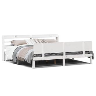 Berkfield Home Bed Frame with Headboard without Mattress White 200x200 cm