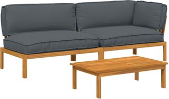vidaXL Juego De Sof&aacute; 3 Uds. Antracita Madera De Acacia S&oacute;lida Vidaxl