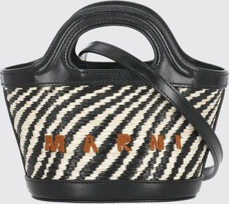 Marni Borsa Tropicalia Mini Marni in rafia e pelle con logo ricamato