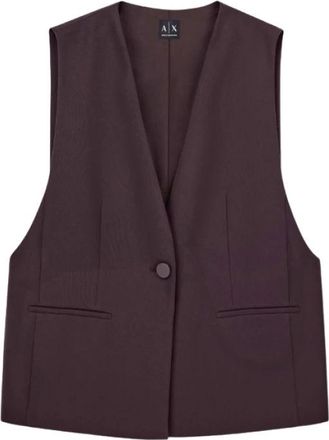 A|X Armani Exchange Crossover Crepe Gilet - Dames - Gillet - Bruin - S - Polyester - Kostuums