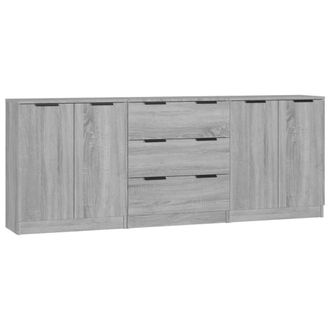 Berkfield Home 3 Piece Sideboards Grey Sonama Engineered Wood