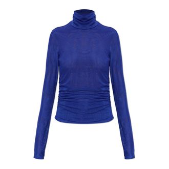 Rotate ROTATE Birger Christensen, Long Sleeve Tops, female, Blue, Size: S Turtleneck Top