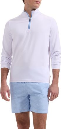 Bugatchi Kai Palm Print Swim Trunks in Vista Blue at Nordstrom, Size Xx-Large