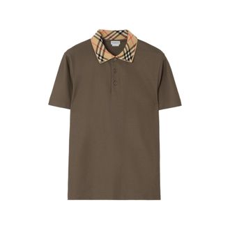 Burberry Check Collar Cotton Polo Shirt