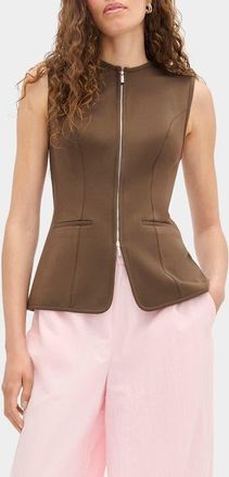 Aligne Miguel Zip Ponte Vest in Brown at Nordstrom, Size 10