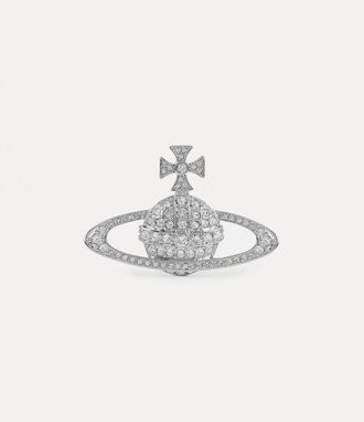 Vivienne Westwood Bas Relief Brooch Silver Cubic Zirconia Women