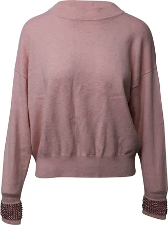 Alexander Wang Sweater with Crystal Cuffs in Pink Wool