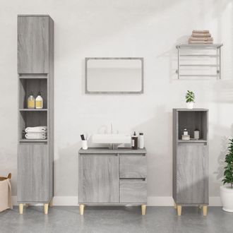 vidaXL Armario De Ba&ntilde;o Madera Contrachapada Gris Sonoma 30x30x100 Cm Vidaxl
