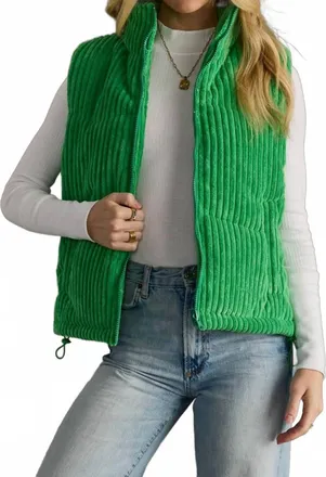 Panache Corduroy Adjustable Bungee Vest In Green