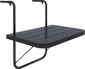 OUTSUNNY Mesa Colgante De Balc&oacute;n Plegable De Aluminio Para Barandilla, Con Altura Ajustable En 4 Niveles, Adaptable A 4 Anchos, 60x40x55-64 Cm, Negro