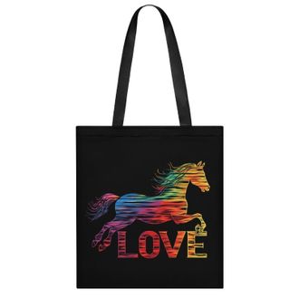 Generic Love Horses Rainbow Horse Silhouette Womens Tote Casual Shopping Bag Lightweight Shoulder Bags Hobos Handbag for Work Travel Daily 35x40cm