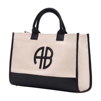 Anine Bing Womens Cotton Colour-Block Tote Beige