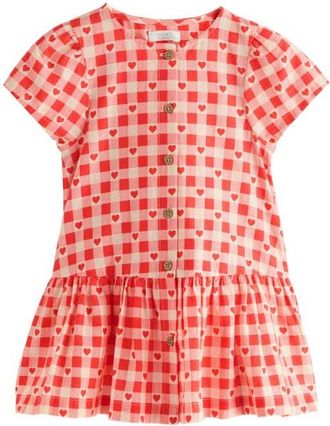 Next Kids Gingham Heart Cotton Dress in Red at Nordstrom, Size 12-18M