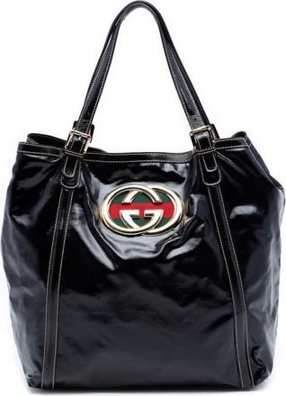 Gucci Pre-owned Gucci Patent Dialux Britt Web Tote Ladies IM0H2BRVE1LO98VV