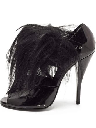 Pierre Hardy 110mm patent leather fur booties - Black