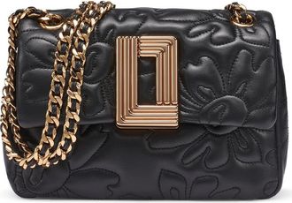 Karl Lagerfeld Lafayette Quilted Floral Crossbody in Black/gold at Nordstrom